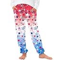 Deerose 4th of July Pants American Flag Drawstring Sweatpants with Pockets 5-14 Years