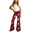 Deerose Girls Halloween Hippie Bell Bottom Pants High Waist Flare Pants 5-14 Years
