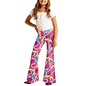 Deerose Girls Halloween Hippie Bell Bottom Pants High Waist Flare Pants 5-14 Years