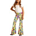 Deerose Girls Halloween Hippie Bell Bottom Pants High Waist Flare Pants 5-14 Years