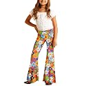 Deerose Girls Halloween Hippie Bell Bottom Pants High Waist Flare Pants 5-14 Years