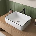DeerValley Bathroom Vessel Sink White Black 19"x15" Modern Basin DV-1V0002