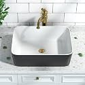 DeerValley Bathroom Vessel Sink White Black 19"x15" Art Basin DV-1V0001