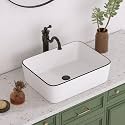 DeerValley Bathroom Vessel Sink White Black 19"x15" Art Basin DV-1V0002