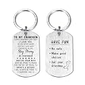 DEGASKEN Christmas Grandson Gifts from Grandma Grandpa, Graduation To My Grandson Keychain, Have Fun Be Safe Make Good Choice