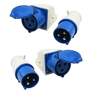 dehmy 16a 3 pin industrial plug amp socket kit blue 2 pairs  rugged electrical power connector set for industrial equipment workshops amp heavy-duty applications