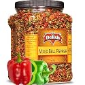 Dehydrated Dried Red and Green Bell Peppers Mix by It's Delish, Jumbo Reusable Container 16 Oz (1 lb) | Bulk Mixed Bell Pepper Flakes – Chopped & Dried Vegetable Spice Seasoning | Vegan, Kosher