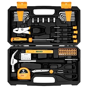deko tool kit set box 62 piece home repair diy tools basic hand toolbox sets for home