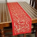 Dekor World Cotton Gold Printed Red Table Runner (33x180cm) (Pack of 1)-6 Seater Dining &amp; Center Table
