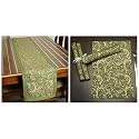 Dekor World Cotton Gold Printed White Table Runner (33x120cm) (Pack of 1 Piece)-4 Seater Dinning &amp; Center Table (4 Seater (33x120cm)-Pack of 5 Piece, Green)