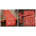 Dekor World Cotton Gold Printed White Table Runner (33x120cm) (Pack of 1 Piece)-4 Seater Dinning &amp; Center Table (8 Seater (33x240cm)- Pack of 9 Piece, Red)