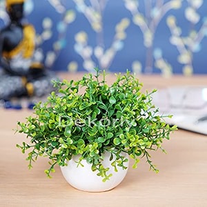 dekorly premium artificial babys breath floral arrangement with white vase amp aesthetic sticker  stylish home amp office accent 28cm 1 baby breath