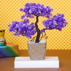dekorly artificial plants for living room artificial plants for home decor bonsai wild artificial plant  with pot 13 cm purple