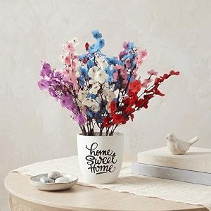 dekorly premium artificial babys breath floral arrangement with white vase amp aesthetic sticker  stylish home amp office accent 28cm 1 baby breath