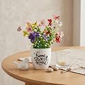 Dekorly Premium Artificial Fern Daisy Floral Arrangement with White Vase &amp; Aesthetic Sticker | Stylish Home &amp; Office Accent (28CM) (1, Daisy Fern)