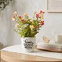 Dekorly Premium Artificial Fern Filler Floral Arrangement with White Vase &amp; Aesthetic Sticker | Stylish Home &amp; Office Accent (28CM) (1, New Fern Filler)