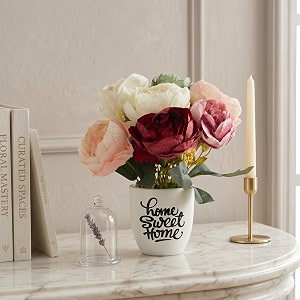 dekorly premium artificial multi colour peony floral arrangement with white vase amp aesthetic sticker  stylish home amp office accent 30cm 1 peony