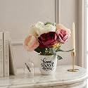 Dekorly Premium Artificial Multi Colour Peony Floral Arrangement with White Vase &amp; Aesthetic Sticker | Stylish Home &amp; Office Accent (30CM) (1, Peony)