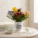 Dekorly Premium Artificial Multicolor Lily Flower with Asthethic Sticker White Vase (22CM) | Lifelike Faux Floral Arrangement for Home, Office &amp; Table Decor (Lily Flower)