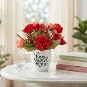 Dekorly Premium Artificial Red Chrya Floral Arrangement with White Vase &amp; Aesthetic Sticker | Stylish Home &amp; Office Accent (28CM) (1, Chrya Red Bunch)