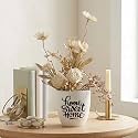Dekorly Premium Artificial White Roses Floral Arrangement with White Vase &amp; Aesthetic Sticker | Stylish Home &amp; Office Accent (28CM) (1, Dry Rose)