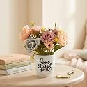 Dekorly Premium Multi Colour Rose Floral Arrangement with White Vase &amp; Aesthetic Sticker | Stylish Home &amp; Office Accent (28CM) (1,Rose)