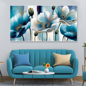 Dekorstation Beautiful Blue and White Flowers Canvas