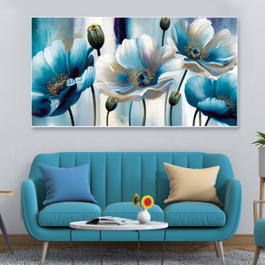 Dekorstation Beautiful Blue and White Flowers Canvas