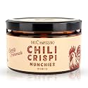 Del Campezino Mexican Chili Crispi Munchies – Savory Garlic Chili Oil Paste Topping with Extra Virgin Olive Oil | Slow Infused Spicy Garlic Spread in Artisanal Gourmet Table Jar | Vegan, Gluten Free, No MSG – 7 oz