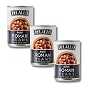 DeLallo Roman Beans, Borlotti Beans for Soups, Salads, and Dips, Non-GMO, Kosher, No Preservatives, Tender Creamy Texture, 15.5 oz Can, (3 Pack)