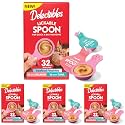 Delectables Lickable Spoon Handheld Wet Cat Treats Made-Real Salmon &amp; Tuna,Creamy Puree,Mess Free,Quick &amp; Easy,Grain-Free,No Added Fillers,No Added Preservatives,Variety Pack, 0.35 Ounce (Pack of 128)