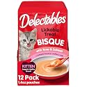 Delectables Lickable Treat Bisque Kitten Wet Cat Treat with Real Tuna & Salmon, Completed & Balanced, Hydrating, Grain-Free, No Fillers, No Added Preservatives, 1.4oz Pouch, 12ct
