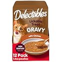 Delectables Lickable Treat Gravy Non-Seafood Wet Cat Treat with Real Chicken, Food Topper, Hydrating, Grain-Free, No Fillers, By-Products, Added Preservatives, 1.4oz Pouch, 12ct