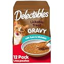 Delectables Lickable Treat Gravy Wet Cat Treat with Real Tuna & Whitefish, Food Topper, Hydrating, Grain-Free, No Fillers, By-Products, Added Preservatives, 1.4oz Pouch, 12ct