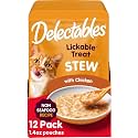 Delectables Lickable Treat Stew Non-Seafood Wet Cat Treat with Real Chicken, Food Topper, Hydrating, Grain-Free, NoFillers, No By-Products, No Added Preservatives, 12ct, Pouch 1.4 Ounce (Pack of 96)