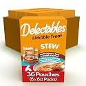 Delectables Lickable Treat Stew Wet Cat Treat Variety Pack, Food Topper, Hydrating, Grain-Free, No Fillers, No By-Products, No Added Preservatives, 1.4oz Pouch, 36 Count