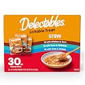 Delectables Lickable Treat Stew Wet Cat Treat Variety Pack, Food Topper, Hydrating, Grain-Free, No Fillers, No By-Products, No Added Preservatives, 1.4oz Pouch, 30ct