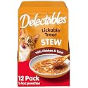 Delectables Lickable Treat Stew Wet Cat Treat with Real Chicken &amp; Tuna, Food Topper, Hydrating, Grain-Free, No Fillers, No By-Products, No Added Preservatives, 1.4oz Pouch, 12ct