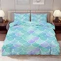 Delerain Comforter Cover Set Full Size, Mermaid Fish Scale 3-Piece Bedding Set for Boys Girls Teens Modern Soft Microfiber Bedroom Set Room Decor, 1 Duvet Cover + 2 Pillowcases