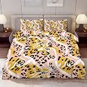 Delerain Comforter Cover Set Full Size, Leopard Print Spot Flower 3-Piece Bedding Set for Boys Girls Teens Modern Soft Microfiber Bedroom Set Room Decor, 1 Duvet Cover + 2 Pillowcases