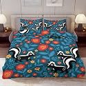 Delerain Comforter Cover Set Full Size, Cute Skunk Folk Art 3-Piece Bedding Set for Boys Girls Teens Modern Soft Microfiber Bedroom Set Room Decor, 1 Duvet Cover + 2 Pillowcases