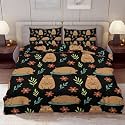 Delerain Comforter Cover Set Full Size, Cute Cartoon Capybara 3-Piece Bedding Set for Boys Girls Teens Modern Soft Microfiber Bedroom Set Room Decor, 1 Duvet Cover + 2 Pillowcases