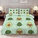 Delerain Comforter Cover Set Full Size, Kawaii Cartoon Avocado 3-Piece Bedding Set for Boys Girls Teens Modern Soft Microfiber Bedroom Set Room Decor, 1 Duvet Cover + 2 Pillowcases