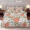 Delerain Comforter Cover Set Full Size, Vintage Elegant Floral 3-Piece Bedding Set for Boys Girls Teens Modern Soft Microfiber Bedroom Set Room Decor, 1 Duvet Cover + 2 Pillowcases
