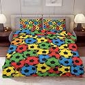 Delerain Comforter Cover Set Full Size, Rainbow Soccer Ball Sport 3-Piece Bedding Set for Boys Girls Teens Modern Soft Microfiber Bedroom Set Room Decor, 1 Duvet Cover + 2 Pillowcases