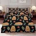 Delerain Comforter Cover Set King Size, Cute Cartoon Capybara 3-Piece Bedding Set for Women Men Modern Soft Microfiber Bedroom Set Room Decor, 1 Duvet Cover + 2 Pillowcases