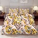 Delerain Comforter Cover Set King Size, Leopard Print Spot Flower 3-Piece Bedding Set for Women Men Modern Soft Microfiber Bedroom Set Room Decor, 1 Duvet Cover + 2 Pillowcases