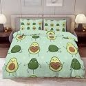 Delerain Comforter Cover Set King Size, Kawaii Cartoon Avocado 3-Piece Bedding Set for Women Men Modern Soft Microfiber Bedroom Set Room Decor, 1 Duvet Cover + 2 Pillowcases