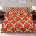 Delerain Comforter Cover Set King Size, Fresh Watermelon Slice 3-Piece Bedding Set for Women Men Modern Soft Microfiber Bedroom Set Room Decor, 1 Duvet Cover + 2 Pillowcases