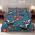 Delerain Comforter Cover Set Queen Size, Cute Skunk Folk Art 3-Piece Bedding Set for Women Men Modern Soft Microfiber Bedroom Set Room Decor, 1 Duvet Cover + 2 Pillowcases